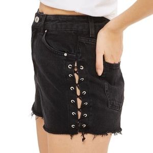 ✖️Topshop Lace-Up Denim Mom Shorts